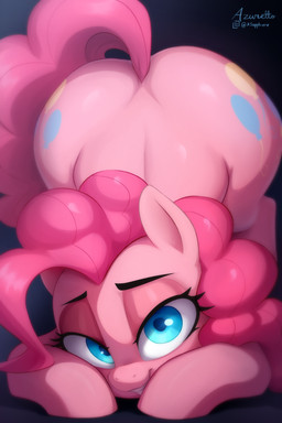 ass_up big_butt black_background blue_eyes butt cutie_mark eyeshadow female feral fur hair looking_at_viewer makeup pink_body pink_fur pink_hair simple_background smile solo tail teeth azuretto friendship_is_magic hasbro my_little_pony pinkie_pie_(mlp) earth_pony equid equine horse mammal pony 2:3 absurd_res hi_res