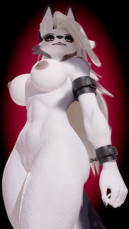 anthro asset bound breasts female fur genitals hair long_hair looking_at_viewer nipples nude solo vulva white_body white_fur white_hair thethornsman dogzeela_(modeler) hellaverse helluva_boss mythology loona_(helluva_boss) canid canid_demon canine demon hellhound mammal mythological_canine mythological_creature 3d_(artwork) 9:16 digital_media_(artwork) hi_res