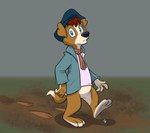 anthro clothing fenril3 footprint hat headgear headwear male paws simple_background solo saban's_adventures_of_oliver_twist saban's_oliver_twist oliver_twist canid canine canis domestic_dog mammal hi_res