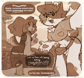anthro ask_blog backpack balls big_ears bottomless bottomless_anthro bottomless_male chest_tuft clothed clothing commando dialogue duo emanata exhibitionism eyewear female femboy flaccid foreskin genitals glasses humanoid_genitalia humanoid_penis male outside penis pouch_(clothing) sitting talking_to_viewer text tuft puppeypawbs tumblr maple_(puppeypawbs) syrup_(puppeypawbs) bird_dog calico_cat canid canine canis domestic_cat domestic_dog felid feline felis hunting_dog mammal spaniel 2025 digital_drawing_(artwork) digital_media_(artwork) english_text hi_res monochrome sepia
