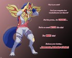 abs black_nose blue_body blue_fur clothing dialogue digitigrade fur fur_growth growth human_to_anthro looking_up male mid_transformation mind_control open_mouth red_eyes simple_background solo species_transformation standing text tongue tongue_out torn_clothing transformation diethyl nintendo pokemon crowned_shield_zamazenta generation_8_pokemon human legendary_pokemon mammal pokemon_(species) zamazenta 5:4 absurd_res english_text hi_res