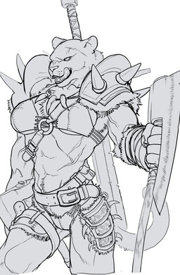 5_fingers anthro armor athletic athletic_anthro athletic_female axe barbarian belt belt_buckle belt_pouch biped bra breasts buckle claws clothed clothing facial_scar female finger_claws fingers freckles fur fur_tuft hip_scar holding_axe holding_melee_weapon holding_object holding_weapon jewelry kemono legband licking licking_lips licking_own_lips looking_aside medium_breasts melee_weapon necklace open_mouth panties scar self_lick sharp_teeth shoulder_pads simple_background solo spiked_shoulder_pads spikes standing sword teeth thighband three-quarter_view tongue tongue_out tuft tusks unconvincing_armor underwear vein veiny_arms weapon white_background wraps wrist_wraps quququl felid lion mammal pantherine 2022 absurd_res digital_media_(artwork) hi_res monochrome portrait three-quarter_portrait