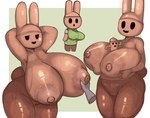 anthro big_breasts big_butt black_eyes breast_grab breasts brown_body butt female genitals hand_on_breast hands_behind_head holding_breast huge_breasts huge_thighs looking_at_viewer nipples nude open_mouth open_smile pussy simple_background smile smiling_at_viewer solo standing thick_thighs darky animal_crossing nintendo coco_(animal_crossing) lagomorph leporid mammal rabbit species_request absurd_res hi_res