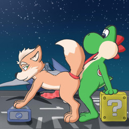 anal anal_orgasm anal_penetration animal_genitalia animal_penis anthro anthro_on_anthro anthro_penetrated anthro_penetrating anthro_penetrating_anthro arwing balls bent_over biped bodily_fluids bouncing_balls bouncing_penis canine_genitalia canine_penis cum cum_while_penetrated cumshot doggystyle duo ejaculation erection eyes_closed feral fluffy fluffy_tail from_behind_position fur genital_fluids genitals hands-free interspecies knot looking_back male male/male male_penetrated male_penetrating male_penetrating_male nude orgasm penetration penile penile_penetration penis penis_in_ass prehensile_tongue prostate prostate_orgasm prostate_stimulation sex side_view sky space speech_bubble star starry_sky tail tail_grab tapering_penis text tongue tongue_out pakev sound_warning opennsfwsp_(sfx) mario_bros nintendo star_fox fox_mccloud canid canine fox green_yoshi mammal yoshi 1:1 animated digital_media_(artwork) english_text hi_res long_playtime sound video