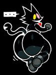 anthro big_butt black_background black_body black_butt black_ears black_fur black_tail bow_tie bubble_butt butt butt_jiggle ellipsis fur glistening glistening_butt heterochromia jiggling looking_at_viewer looking_back looking_back_at_viewer male male_anthro mismatched_eyes pink_eyes rear_view red_bow_tie seam_(sewing) simple_background smile solo speech_bubble tail thick_thighs white_line_art white_speech_bubble wide_hipped_anthro wide_hipped_male yellow_eyes berryofmalice deltarune undertale_(series) pluey_(deltarune) felid feline mammal 2025 colored_line_art digital_media_(artwork) hi_res