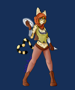 anthro biped breasts cleavage clothed clothing crystal dagger female fully_clothed fur gem gloves hair handwear holding_object looking_at_viewer melee_weapon midriff navel shirt simple_background solo standing teeth text topwear transparent_background weapon wolfie-pawz felid feline mammal serval 2018 5:6 alpha_channel english_text hi_res signature