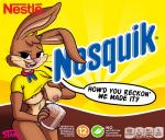 anthro areola big_breasts bodily_fluids bottomless breasts candy chocolate chocolate_milk clothed clothing crossgender dessert dialogue female flavored_milk food fur hair lactating lactating_chocolate_milk looking_at_viewer mascot milk nipples open_mouth simple_background solo text tongue unusual_bodily_fluids unusual_lactation stann_co nesquik nestle nesquik_bunny canid canine lagomorph leporid mammal rabbit 2020 digital_media_(artwork) english_text hi_res