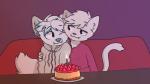 anthro birthday cake dessert duo food hug male skymafia mirano_(character) vatril canid canine domestic_cat felid feline felis mammal 16:9 hi_res widescreen