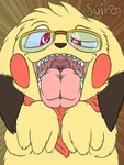 eyewear glasses male mouth_shot open_mouth red_eyes scarf symmetry suiro nintendo pokemon fan_character sleazy_(sleazypikachu) generation_1_pokemon pikachu pokemon_(species) 3:4 absurd_res hi_res