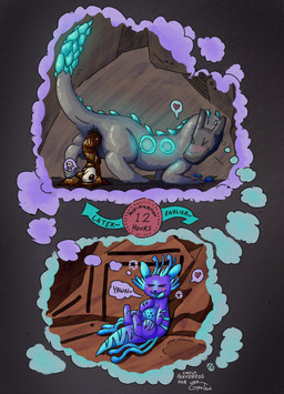 abdominal_bulge after_vore ambiguous_gender antennae_(anatomy) anthro anthro_prey blue_body blue_markings bone fatal_vore feces feral feral_pred frill_(anatomy) internal larger_pred markings multicolored_body paws pink_background pooping purple_body purple_eyes quadruped scat_disposal simple_background size_difference skull striped_body stripes tail two_tone_body vore whiskers conditional_dnp foxyoreos gyrotech rain_world videocult yoku_(gyrotech) cyan_lizard_(rain_world) lizard_(rain_world) slugcat absurd_res hi_res