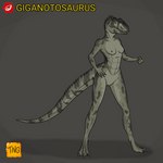 anthro bite_mark breasts female genitals multiple_scars muscular muscular_female nipples nude osteoderms pussy scar solo tomboy the_nameless_guy carcharodontosaurid dinosaur giganotosaurus prehistoric_species reptile scalie theropod 1:1 hi_res