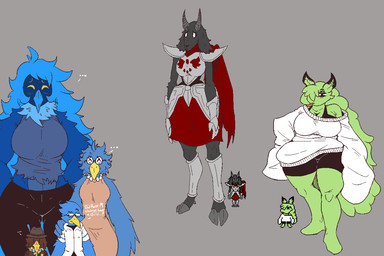 after_transformation anthro armor barefoot beak biceps big_breasts blue_beak blue_body blue_feathers blue_fur blue_hair blush bottomwear bra breasts clothed clothing cowboy_hat dialogue dress duo eye_bags eyewear feathered_wings feathers feet female fur gem glasses green_body group hair hair_over_eye half-closed_eyes hat headgear headwear horn huge_breasts implied_transformation jewelry long_hair long_sleeves looking_at_viewer male male/female mature_female muscular muscular_anthro muscular_female narrowed_eyes necklace off_shoulder oversized_clothing oversized_sleeves oversized_sweater oversized_topwear pants pearl_(gem) scarf shirt shorts simple_background slightly_chubby slightly_chubby_female smile solo sweater text thick_thighs topwear transformation trio underwear wide_hips wings signirsol deltarune oldentale undertale undertale_(series) undertale_naranja undertale_yellow bedo_(undertale_naranja) berdly berdly's_mom clover_(undertale_yellow) martlet_(undertale_yellow) martlet_(zenith_form) wiki_(oldentale) aquatic aquatic_gastropod avian bird bovid caprine gastropod goat goo_creature jorunna_parva mammal mollusk nudibranch sea_slug slug 3:2 digital_media_(artwork) english_text mother_(lore) mother_and_child_(lore) mother_and_son_(lore) parent_(lore) parent_and_child_(lore) parent_and_son_(lore) son_(lore)