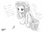 alloyrabbit applejack_(mlp) clothing cutie_mark dialogue earth_pony english_text equid equine feathered_wings feathers female feral fluttershy_(mlp) friendship_is_magic group hair hasbro hat headgear headwear hooves horn horse long_hair mammal micro monochrome my_little_pony mythological_creature mythological_equine mythology pegasus pony text winged_unicorn wings
