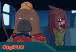 anthro commercial_vehicle driving female homeless male public_transportation sad taxicab vehicle vehicle_for_hire ponporio_(artist) odd_taxi hiroshi_odokawa_(odd_taxi) homeless_dog mammal marine pinniped walrus absurd_res crossover hi_res