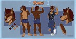 anthro athletic athletic_anthro athletic_male boxer_briefs bulge clothing male solo underwear druidogger gabu_(awoogabu) canid canine canis mammal red_wolf wolf absurd_res hi_res model_sheet