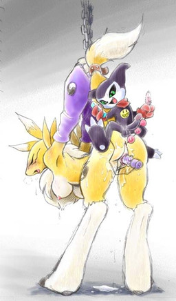 anal anal_beads anal_beads_in_ass anal_penetration anthro anus areola armwear ass_up barefoot bdsm bent_over big_breasts bodily_fluids bondage bound breasts breath bridal_gauntlets butt chain chained chest_tuft clitoris clothing countershading digitigrade dildo double_penetration dripping duo erection eyes_closed facial_markings feet female fluffy fluffy_tail forced forced_anal forced_vaginal fur genital_fluids genitals glans hanging_breasts head_markings humanoid_genitalia humanoid_penis interspecies larger_female larger_sub male male/female mane markings mostly_nude multicolored_body multicolored_fur natural_breasts nipples object_in_ass open_mouth panting penetration penis raised_tail sex sex_toy sex_toy_in_ass sex_toy_insertion shortstack shortstack_male side_boob size_difference smaller_male submissive tail tail_bondage tail_tied toying_partner tuft two_tone_body two_tone_fur under_boob vaginal vaginal_fluids vaginal_penetration vibrator vulva white_body white_fur yellow_body yellow_fur yin_yang vixen_tamer bandai_namco digimon canid canine digimon_(species) impmon mammal renamon