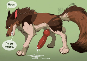 animal_genitalia animal_penis balls big_penis bodily_fluids brown_body brown_eyebrows brown_eyes brown_fur brown_nose canine_genitalia canine_penis claws cum cum_on_ground dialogue erection eyebrows feral fur genital_fluids genitals knot knotted_penis looking_at_viewer male paws penis quadruped simple_background snout solo speech_bubble tail talking_feral talking_to_viewer tan_body tan_fur text mataki23 canid canine canis mammal wolf colored digital_drawing_(artwork) digital_media_(artwork) english_text hi_res shaded