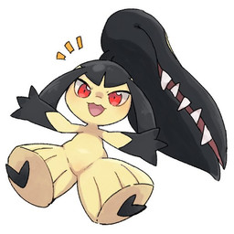 ambiguous_gender arms_wide_open black_hands feet gloves_(marking) hair_mouth looking_at_viewer markings open_mouth pseudo_hair sharp_teeth simple_background small_feet solo tan_body teeth white_background yakiniku628 nintendo pokemon generation_3_pokemon humanoid mawile pokemon_(species) 1:1