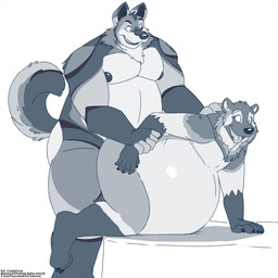 anthro belly belly_inflation biceps big_belly bodily_fluids cum cum_inflation cum_inside genital_fluids huge_belly hyper hyper_belly hyper_pregnancy inflation male male/male pecs pregnant pregnant_anthro pregnant_male pregnant_sex sex pascal_(artist) ace_wuffamute_(acethewolf) akvavit_(iarann) 1:1 hi_res