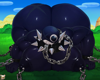 anthro areola big_areola big_breasts big_butt big_nipples black_areola black_body black_nipples bodily_fluids breasts butt chain collar drooling female huge_areola huge_breasts huge_butt huge_nipples hyper hyper_breasts hyper_butt larger_female lying nipple_piercing nipples on_front piercing puffy_areola puffy_nipples saliva scar sharp_teeth size_difference solo spiked_collar spikes teeth conditional_dnp la_pockis mario_bros nintendo gigi_(thecoatl034) chain_chomp absurd_res hi_res
