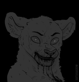 anthro blood bodily_fluids dark fur hunting iris male night solo teeth tongue young thathornycat capitoline_ranch tab_(thathornycat) felid feline lion mammal pantherine hi_res monochrome sketch