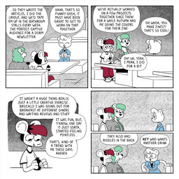 5_panel_comic alcohol anthro beverage biped black_clothing black_hair black_nose black_shirt black_topwear blue_jumpsuit blush booth_seating borderless_panel bottomwear canned_drink clothing container cup curly_hair dialogue drink_bottle drinking_glass ear_piercing embarrassed eye_bags eyelashes female footwear glass glass_container glass_cup green_clothing green_hair green_shirt green_topwear grey_clothing grey_jacket grey_topwear group hair head_tuft highlights_(coloring) jacket open_mouth open_smile pants peeling_off_sticker piercing red_bottomwear red_clothing red_highlights red_pants shirt shoes shoulder_length_hair sitting smile sneakers speech_bubble t-shirt text topwear trio tuft undercut white_clothing white_hair white_shirt white_t-shirt white_topwear wine wine_glass horseonvhs autumn_winters_(horseonvhs) jeanie_jacobs_(horseonvhs) summer_springs_(horseonvhs) 1:1 comic english_text nonbinary_(lore) trans_(lore) trans_woman_(lore)