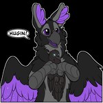 2024 avian beak bird black_body corvid corvus_(genus) crow digital_media_(artwork) feathered_wings feathers fur gryphon mythological_avian mythological_creature mythology open_beak open_mouth oscine passerine purple_eyes purple_tongue symrea telegram_sticker tongue wings