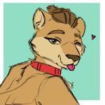 anthro collar femboy male one_eye_closed shoulderblades solo tongue tongue_out wink dearbunny_(artist) benvolio_(character) felid lion mammal pantherine 1:1 low_res portrait