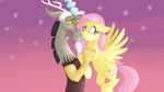 duo female kissing male male/female wings jbond friendship_is_magic hasbro my_little_pony mythology discord_(mlp) fluttershy_(mlp) chimera draconequus equid equine mammal mythological_creature mythological_equine pegasus 16:9 hi_res widescreen