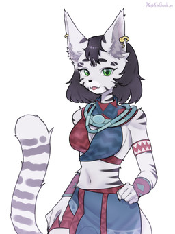 anthro armband black_hair breasts ear_piercing ear_ring female green_eyes hair jewelry nails navel necklace piercing ring_piercing solo tail tongue tongue_out kimchunsik bethesda_game_studios microsoft the_elder_scrolls the_elder_scrolls_online lya_(ixikelpos) felid khajiit mammal pantherine tiger 3:4 hi_res