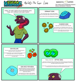 anthro bottomwear clothing cochlear_implant_processor deaf denim denim_bottomwear denim_clothing dialogue exposition female jeans money pants shirt simple_background solo text topwear baristagamerproductions ada_(gem_hunters) reptile scalie snake absurd_res comic english_text hi_res