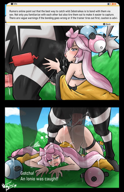 5_fingers accessory ambiguous_penetration anal animal_genitalia ass_up ball_fondling balls bestiality big_breasts black_body black_fur black_penis black_sheath blue_eyes blush bodily_fluids breasts clothing cum cum_in_hair cum_inside cum_on_back cum_on_face cum_splatter cum_string doggystyle drooling erection faceless_character faceless_feral faceless_male female female_penetrated feral feral_penetrating feral_penetrating_human fingers fondling from_behind_position fur genital_fluids genitals hair hair_accessory half-closed_eyes human_on_feral human_penetrated humanoid_hands interspecies jacket larger_human larger_male leg_grab looking_down looking_up male male/female male_penetrating male_penetrating_female markings muscular muscular_feral muscular_male narrowed_eyes oral penetration penis pink_hair pink_penis rimming saliva sex sharp_teeth sheath size_difference smaller_female smaller_human smaller_penetrated sweat tan_body tan_skin teeth text thigh_grab tongue tongue_out topwear vein veiny_penis white_body white_fur white_markings yellow_clothing yellow_jacket_(clothing) yellow_topwear nayaa instant_loss_2koma nintendo pokemon iono_(pokemon) generation_5_pokemon human mammal pokemon_(species) zebstrika 2026 absurd_res comic english_text hi_res