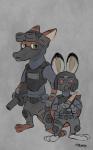 3_toes anthro armor barefoot body_armor carrot clothed clothing duo feet female food fur looking_at_viewer male plant plantigrade police police_uniform toes uniform vegetable anothercolouranon rockbottomfeeder disney payday_(series) zootopia cloaker_(payday) judy_hopps nick_wilde canid canine fox lagomorph leporid mammal rabbit red_fox true_fox colored