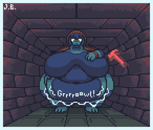 anthro barefoot belly belly_overhang belly_rolls big_belly big_breasts black_hair border breasts brick brick_wall cloak clothing countershade_torso countershading cursor featureless_breasts feet female front_view green_body hair hammer hood huge_belly huge_breasts huge_hips hungry inside lips morbidly_obese morbidly_obese_anthro morbidly_obese_female mostly_nude navel_outline obese obese_anthro obese_female onomatopoeia overweight overweight_anthro overweight_female rumbling_stomach solo sound_effects standing text thick_thighs tools wall_(structure) white_border wide_hips wristband jellybru psychopomp_(video_game) equid hybrid lizard mammal reptile scalie thrait 2024 digital_media_(artwork) pixel_(artwork) signature