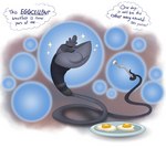 anthro anthrofied breakfast circles confidence confident cutlery dark_body dark_skin eating_eggs egg eyes_closed food fork grey_body head_tuft humor joke kitchen_utensils male ovum plate protein simple_background solo sparkles sperm_cell sperm_cell_with_face tail tail_grab text thought_bubble tools toony tuft unusual_sperm_cell sukala-ap cell_(organism) cum_creature micro_organism_(organism) english_text signature