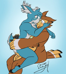 5_fingers abstract_background anal anal_penetration anthro anthro_on_anthro anthro_penetrated anthro_penetrating anthro_penetrating_anthro antlers balls beak black_body black_feathers black_hooves blue_body blue_fur blush bodily_fluids brown_body brown_feathers butt butt_grab chest_tuft cum cum_splatter duo erection eyewear eyewear_only feather_hands feathers fingers freckles from_front_position fur genital_fluids genitals glans glasses glasses_only green_glans green_penis grey_antlers grey_body grey_feathers grey_fur grey_inner_ear hand_on_butt hand_on_head hip_grab hooves horn humanoid_genitalia humanoid_hands humanoid_penis kiss_on_lips kissing male male/male male_on_bottom male_on_top male_penetrated male_penetrating male_penetrating_male mastery_position nude on_bottom on_top orange_balls orange_body orange_feathers orange_penis penetration penis sex side_view sitting tail tail_feathers tuft wearing_glasses yellow_beak wayesh wayesh_(wayesh) avian bird deer mammal owl 2020 character_request flat_colors hi_res signature