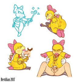 accessory anal anal_penetration anthro anus balls bangle blue_eyes bodily_fluids bow_(feature) bow_accessory bow_ribbon butt centered_hair_bow chair_position clothing cum cum_in_ass cum_in_mouth cum_inside cum_on_hand disembodied_penis duo ejaculation faceless_character faceless_male fellatio female female_focus female_penetrated footwear from_behind_position genital_fluids genitals gloves hair_accessory hair_bow hair_ribbon half-closed_eyes handwear high_heels human_on_anthro interspecies jewelry kneeling lipstick looking_back magic makeup male male/female male_penetrating male_penetrating_female mostly_nude multiple_poses narrowed_eyes necklace oral orgasm penetration penile penis pose presenting presenting_anus presenting_hindquarters pubes ribbons seductive sex shell shoes simple_background sitting solo_focus spread_butt spreading standing sweat vulva wand white_background yellow_body yellow_skin revtilian mario_bros nintendo koopaling wendy_o._koopa dragon_koopa human koopa mammal scalie hi_res