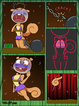 anthro asphyxiation ball_and_chain black_border blush border bottomwear bound breasts brown_body brown_fur buckteeth clothed clothed_anthro clothed_female clothing convulsions countershade_face countershade_torso countershading cyanosis drowning eyelashes female fur gesture hand_on_throat internal lock lung organs peril purple_bikini_top purple_bottomwear purple_clothing purple_skirt rope skimpy skirt small_breasts solo tail taking_in_water teeth text timer underwater water waving nikopunk nickelodeon spongebob_squarepants sandy_cheeks eastern_grey_squirrel grey_squirrel mammal rodent sciurid tree_squirrel 2024 absurd_res artist_name comic digital_drawing_(artwork) digital_media_(artwork) english_description hi_res story story_in_description