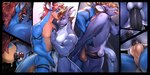 7_panel_comic anal anal_penetration anthro anthro_on_anthro anthro_penetrated anthro_penetrating anthro_penetrating_anthro anthro_penetrating_male anus balls black_border blue_body bodily_fluids border dominant dominant_anthro dominant_male drooling duo eyes_closed french_kissing from_behind_position genitals hair hand_on_chest humanoid_genitalia humanoid_penis kissing male male/male male_penetrated male_penetrating male_penetrating_anthro male_penetrating_male open_mouth penetration penile penile_penetration penis penis_in_ass red_hair rubbing_penis saliva sex sharp_teeth submissive submissive_anthro submissive_male tan_body teeth zilya-lya mythology dragon mythological_creature mythological_scalie scalie comic