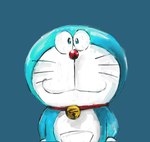 anthro bell blue_background blue_body blue_fur collar front_view fur looking_at_viewer machine mouth_closed pouch_(anatomy) red_collar red_nose simple_background solo standing whiskers white_body white_fur mt_tg doraemon doraemon_(character) domestic_cat felid feline felis mammal robot 2017 shaded