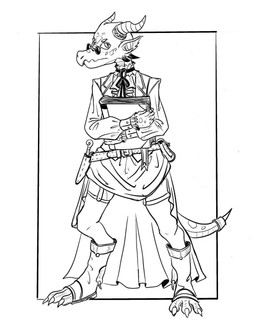 2_horns 4_toes 5_fingers accessory ambiguous_gender anthro belt biped black_line_art book boots border bottomwear clothed clothed_anthro clothing coat dagger digitigrade eyebrows eyewear feet fingers footwear front_view fully_clothed furgonomics garter_straps glasses holding_book holding_object horn horn_jewelry horn_ring jewelry looking_at_viewer melee_weapon mouth_closed necktie outside_border pose pouch_(clothing) pupils ring_(jewelry) round_glasses scabbard scales shirt shoes simple_background skirt snout solo standing suit tail tail_accessory tailband talons toeless_boots toeless_footwear toes topwear ventral_scales weapon wearing_glasses white_background 4chan_anon kobold scalie 2025 black_and_white digital_media_(artwork) full-length_portrait hi_res line_art monochrome portrait female_(lore)