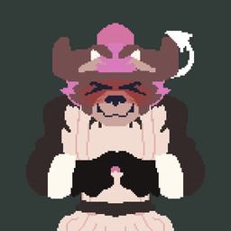 anthro bouncing clothing female floppy_ears hair maid_uniform solo uniform divbz canid canine canis demon domestic_dog mammal 1:1 animated low_res