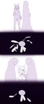 aged_down alternate_species ambiguous_gender bandage breasts clothed clothing eye_patch eyewear female flower front_view group hair jumpsuit looking_at_viewer medical_sling petals plant rear_view shadowy_figure simple_background symbolism time_lapse gammainks nintendo pokemon mandy_(gammainks) generation_3_pokemon humanoid kirlia pokemon_(species) unknown_species 2025 absurd_res comic digital_media_(artwork) hi_res monochrome