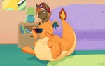 brown_body brown_eyes brown_fur clothed clothing costume diaper diaper_fetish diaper_under_clothing diaper_under_onesie feral fur hat headgear headwear male onesie onsie wearing_diaper ailoy4 friendship_is_magic hasbro my_little_pony nintendo nintendo_switch pokemon button_mash_(mlp) charmander generation_1_pokemon pokemon_(species) 2022