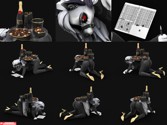 all_fours anthro armwear butt claws clenched_teeth clothed clothing elbow_gloves female footwear forced forniphilia gloves hair handwear high_heels legwear makeup mascara paws red_eyes running_makeup running_mascara shoes solo stockings tail teeth text thigh_highs bambookat hellaverse helluva_boss mythology loona_(helluva_boss) canid canid_demon canine demon hellhound mammal mythological_canine mythological_creature 3d_(artwork) 3d_model_showcase 4:3 absurd_res digital_media_(artwork) english_text hi_res huge_filesize