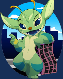 3_toes 4_fingers antennae_(anatomy) anthro arm_markings biped black_outline blue_eyes blue_pupils brown_nose building eyebrows facial_markings feet female fingers forehead_markings fur genitals green_body green_fur head_markings head_tuft leaning_on_building leg_markings looking_down macro markings multicolored_antennae open_mouth open_smile outline outside pawpads pupils raised_eyebrow small_waist smile solo teal_markings teal_tongue teal_vulva toes tongue tongue_out tuft vulva yellow_pawpads eyeofcalamity disney lilo_and_stitch bonnie_(lilo_and_stitch) alien experiment_(lilo_and_stitch) 2025 absurd_res alpha_channel cel_shading digital_drawing_(artwork) digital_media_(artwork) hi_res shaded