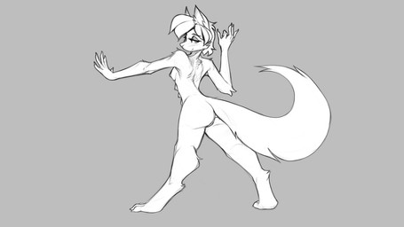 anthro barely_visible_genitalia barely_visible_vulva bedroom_eyes biped breasts butt casual_nudity digitigrade eyeshadow female female_anthro fur genitals grey_background hair looking_at_viewer looking_back looking_back_at_viewer makeup multi_breast narrowed_eyes nude nude_anthro nude_female pose rear_view seductive short_hair simple_background small_breasts solo tail three-quarter_view vulva wide_stance watsup canid canine fox mammal 16:9 2025 black_and_white digital_drawing_(artwork) digital_media_(artwork) full-length_portrait line_art monochrome portrait widescreen