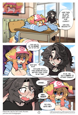 anthro big_breasts blush body_blush breast_blush breasts clothed clothed_female clothing detailed_background dialogue eyewear female fishnet_clothing glasses huge_breasts school snout tail text wearing_glasses breedypupper conditional_dnp nintendo pokemon blue_(breedypupper) jennie_(breedypupper) canid canine canis domestic_dog lagomorph leporid mammal rabbit absurd_res comic digital_drawing_(artwork) digital_media_(artwork) english_text hi_res url