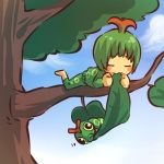 1:1 alternate_species barefoot biped blue_sky bottomwear branch caterpie clothed clothing cloud cosplay day detailed_background digital_media_(artwork) duo eyes_closed feet female feral fully_clothed generation_1_pokemon green_body green_bottomwear green_clothing green_hair green_outfit green_pajamas green_pants green_skin green_topwear hair hitec human humanized leaf lying mammal markings mini_me nintendo on_branch on_front on_model outline outside pajamas pants plant pokemon pokemon_(species) short_hair sky tan_body tan_feet tan_skin topwear tree wood yellow_eyes yellow_markings