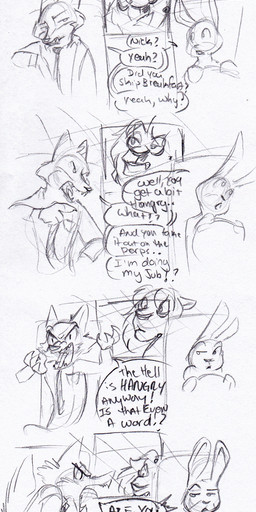 anthro car clothed clothing detailed_background dialogue driving fur group inside_car inside_vehicle interrobang open_mouth speech_bubble teeth text vehicle iji disney zootopia judy_hopps nick_wilde canid canine felid fox lagomorph leporid lion mammal pantherine rabbit red_fox true_fox 2016 comic english_text hi_res monochrome